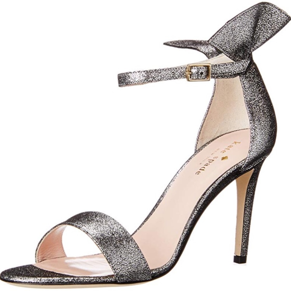 NWT Kate Spade Gunmetal Ruffle Stiletto Heels Iris - Picture 2 of 8